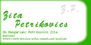 zita petrikovics business card